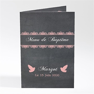 Menu baptême ardoise pour filles