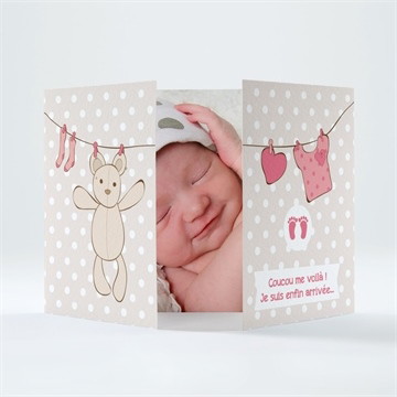 Faire-part naissance fil à linge illustré