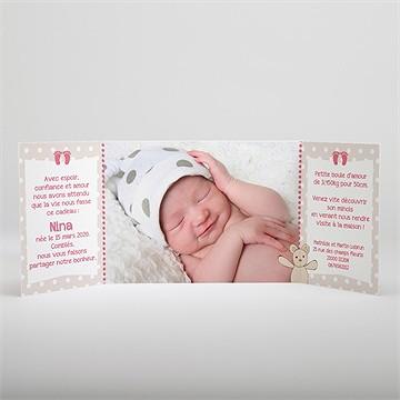 Faire-part naissance fil à linge illustré - Intérieur du faire-part