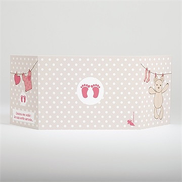 Faire-part naissance fil à linge illustré - Dos du faire-part