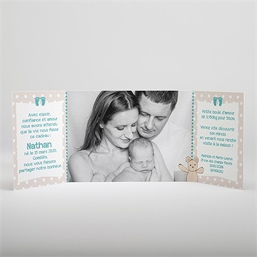 Faire-part naissance file à linge mignon - Intérieur du faire-part