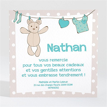 Remerciement naissance file à linge mignon