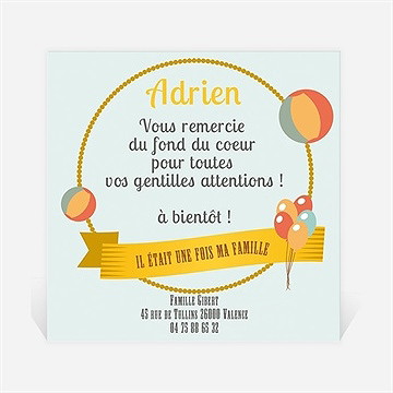 Remerciement naissance cercle et ballons
