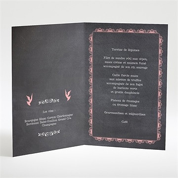 Menu communion dentelle rose - Intérieur du menu