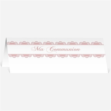 Marque-place communion dentelle rose