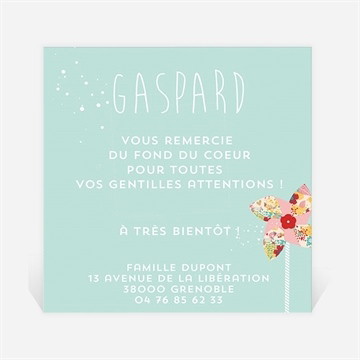 Remerciement naissance dans le vent jouet