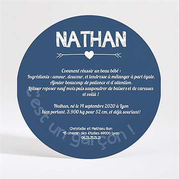 Faire-part naissance c'est un garcon - Dos du faire-part