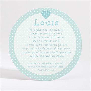 Faire-part naissance joli ourson garçon - Dos du faire-part