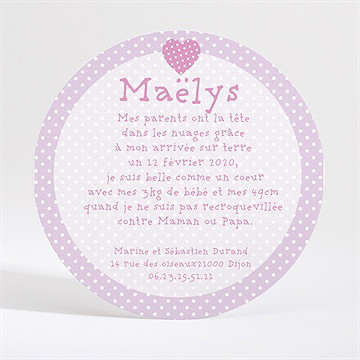 Faire-part naissance petite oursonne mignonne - Dos du faire-part