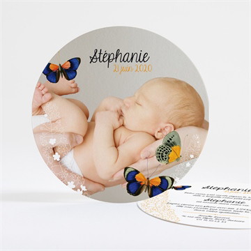 Faire-part naissance photo et papillons