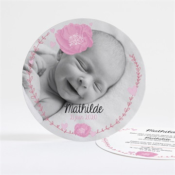 Faire-part naissance bébé fleuri