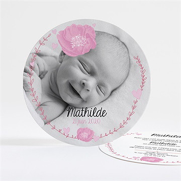 Faire-part naissance bébé fleuri