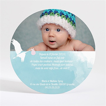 Faire-part naissance livraison par cigogne - Dos du faire-part