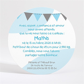 Faire-part naissance petit lion illustré - Dos du faire-part