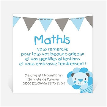 Remerciement naissance petit lion illustré
