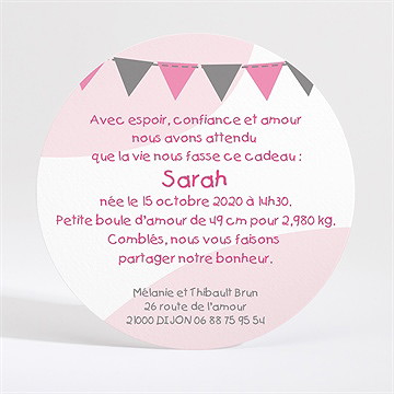 Faire-part naissance petite lionne illustrée - Dos du faire-part