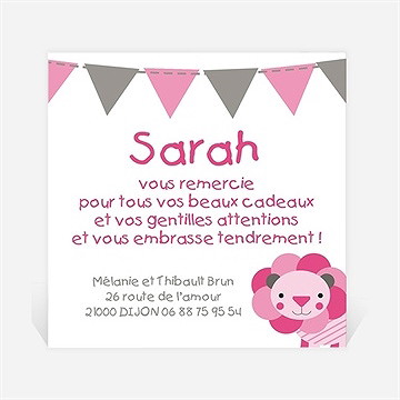 Remerciement naissance petite lionne illustrée