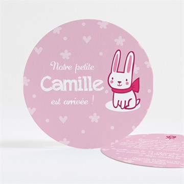 Faire-part naissance joli lapin rose