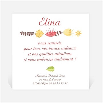 Remerciement naissance rond fleuri naissance