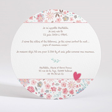 Faire-part naissance mon petit chou ! - Dos du faire-part