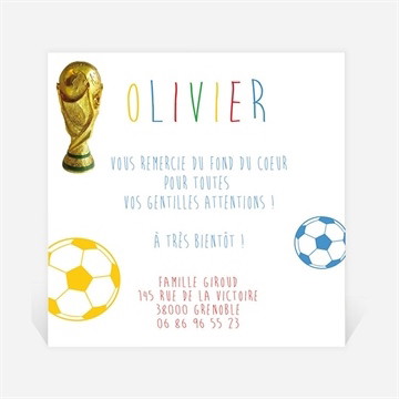 Remerciement naissance champion du monde