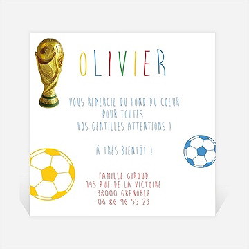 Remerciement naissance champion du monde