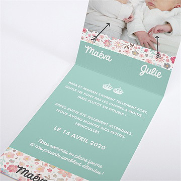 Faire-part naissance keep calm c'est des jumelles - Faire-part ouvert