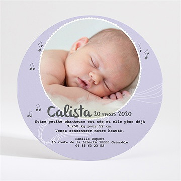 Faire-part naissance la boite à musique - Dos du faire-part