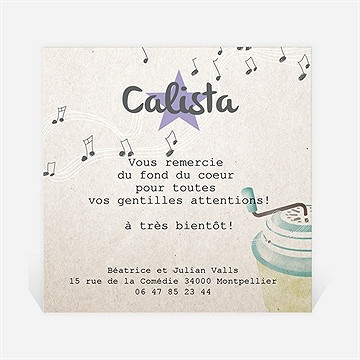 Remerciement naissance la boite à musique