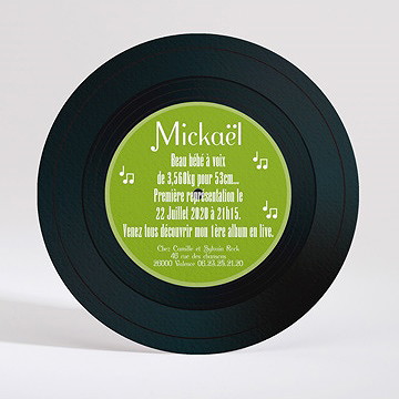 Faire-part naissance mon disque préféré - Dos du faire-part