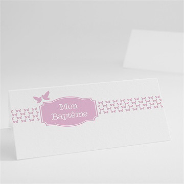 Marque-place baptême bandeau de colombes