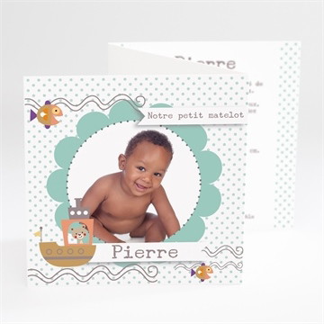 Faire-part naissance petit bateau et poissons