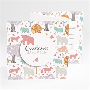 Faire-part naissance motifs animaux pastel
