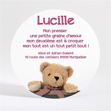 Faire-part naissance coucou ours ardoise original - Dos du faire-part