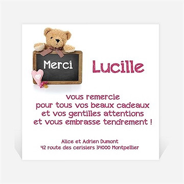 Remerciement naissance coucou ours ardoise original
