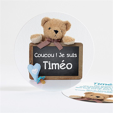 Faire-part naissance coucours nounours lui