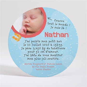 Faire-part naissance au soleil - Dos du faire-part