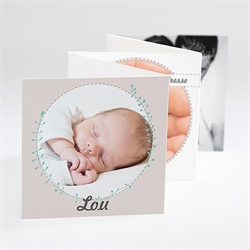 Faire-part naissance taupe couronne laurier