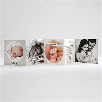 Faire-part naissance taupe couronne laurier - Intérieur du faire-part