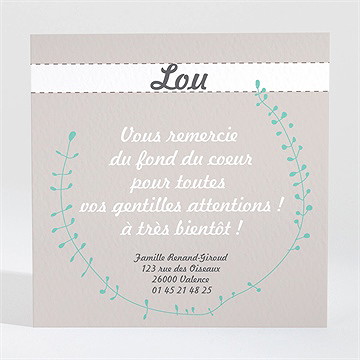 Remerciement naissance taupe couronne laurier