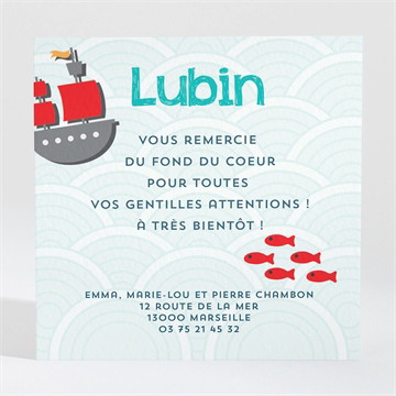 Remerciement naissance faire part rond marin photo