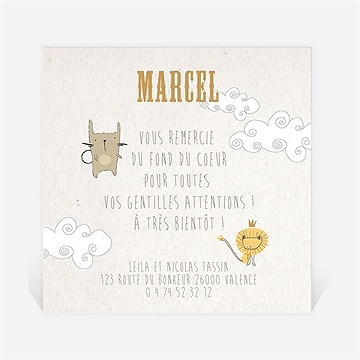 Remerciement naissance on compte avec les animaux