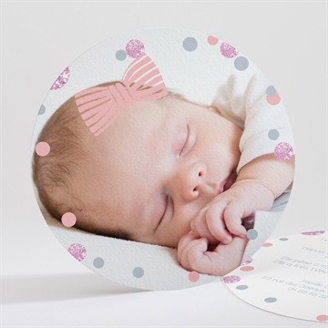 Faire-part naissance pastilles et confettis