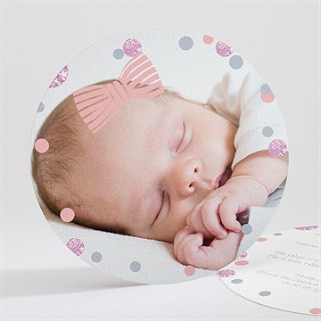 Faire-part naissance pastilles et confettis