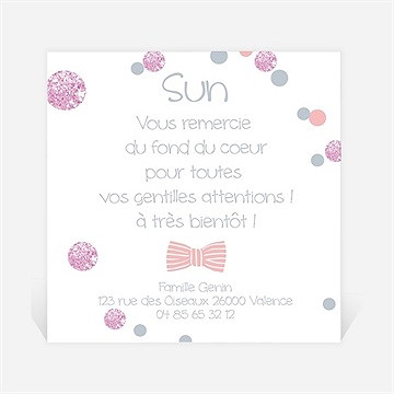 Remerciement naissance pastilles et confettis