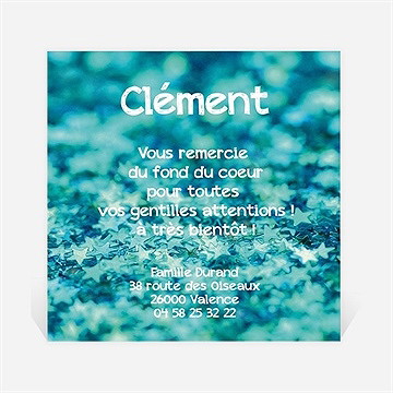 Remerciement naissance carte originale verte