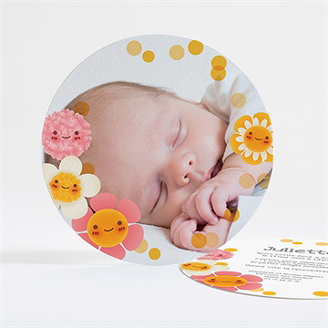 Faire-part naissance fleurs jaunes et douceur