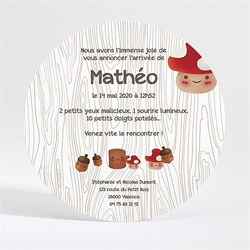 Faire-part naissance la tribu des champignons - Dos du faire-part