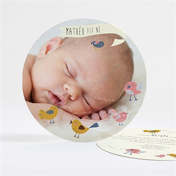 Faire-part naissance petits oiseaux doux