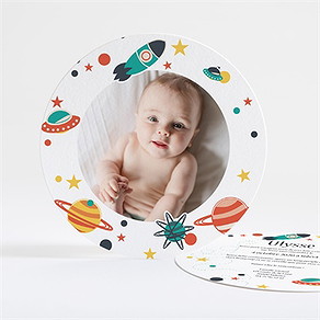 Faire-part naissance planète et fusée
